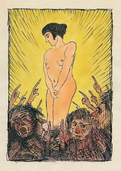 Ohne Titel (nackte Frauenfigur) av Karl Wiener