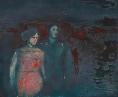 Ohne Titel (Mann in Landschaft) av Karl Wiener