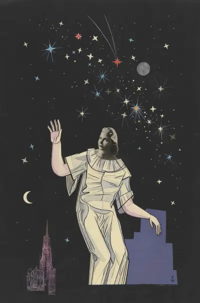 Ohne Titel (Collage, Frau, Gestirne, Stephansdom) av Karl Wiener