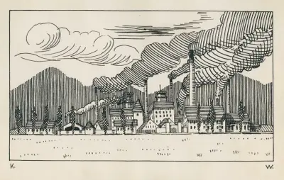 Ohne Titel (Fabrik mit rauchenden Schloten) av Karl Wiener