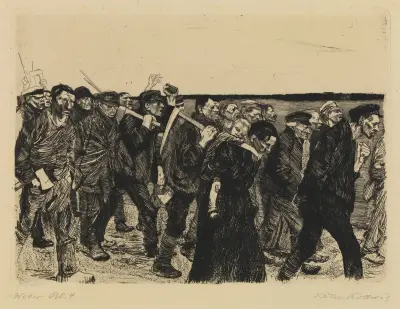 Ein Weberaufstand – Weberzug av Käthe Kollwitz
