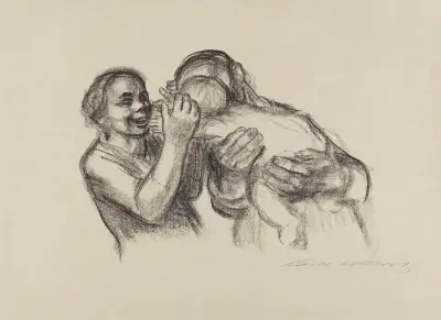 Eltern mit Kind av Käthe Kollwitz