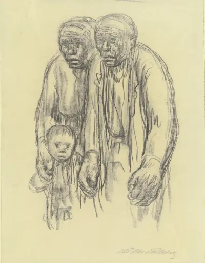 Mann, Frau und kleines Kind av Käthe Kollwitz