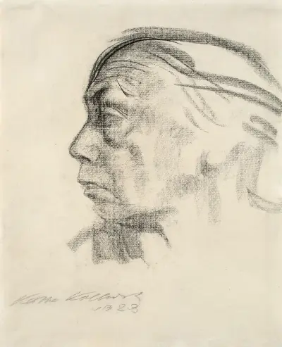Selbstbildnis im Profil nach links av Käthe Kollwitz