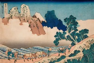 Back View of Fuji from the Minobu River av Katsushika Hokusai