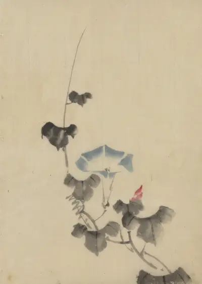 Blue blossom of morning glory on vine av Katsushika Hokusai