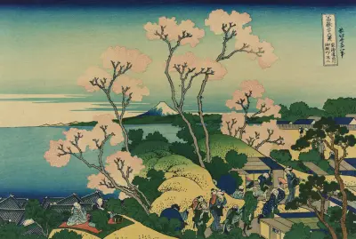 Goten-yama hill, Shinagawa on the Tōkaidō av Katsushika Hokusai