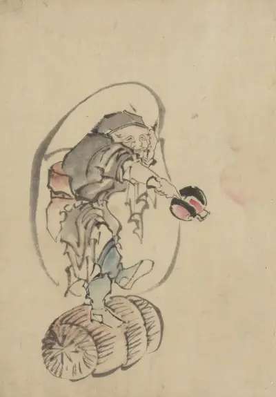 Hotei, the god of good fortune av Katsushika Hokusai