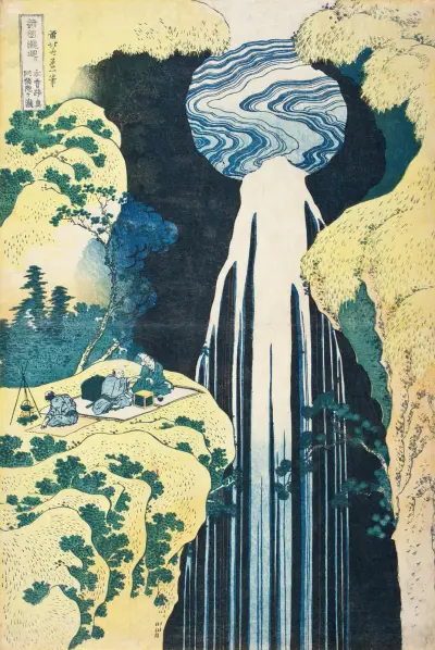 The Amida Falls in the Far Reaches of the Kisokaidō Road, 1833 av Katsushika Hokusai