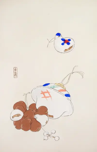 Kyosens samlade illustrationer av japanska leksaker, pl. 8 av Kawasaki Kyosen