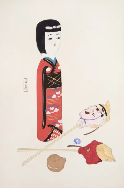 Kyosens samlade illustrationer av japanska leksaker, pl. 053 av Kawasaki Kyosen