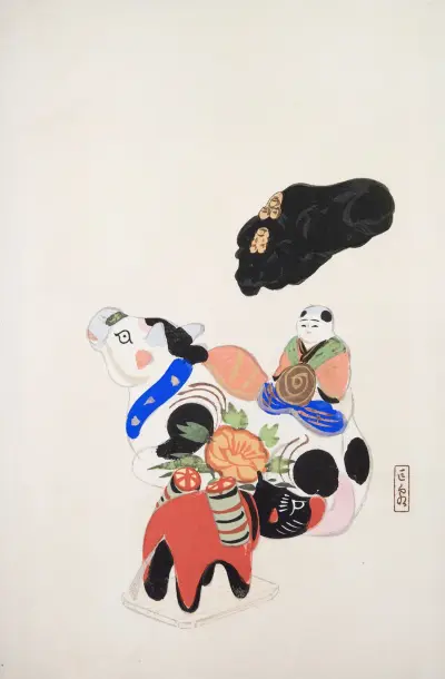 Kyosens samlade illustrationer av japanska leksaker, plansch 060 av Kawasaki Kyosen
