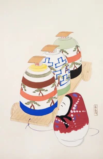 Kyosenovy sebrané ilustrace japonských hraček, list 083, Kawasaki Kyosen