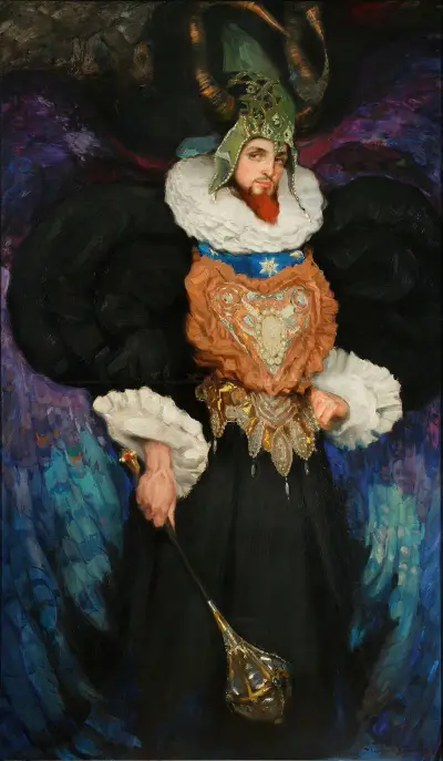 Portrait of Bronisław Brykner in fanciful costume av Kazimierz Stabrowski