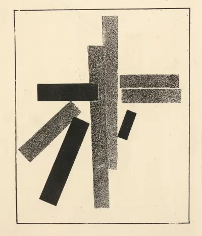 Trzy czarne i pięć szarych elementów, Kazimir Malevich