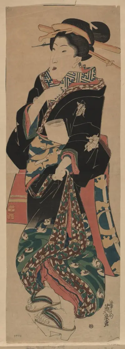 Fumi o motsu onna av Keisai Eisen