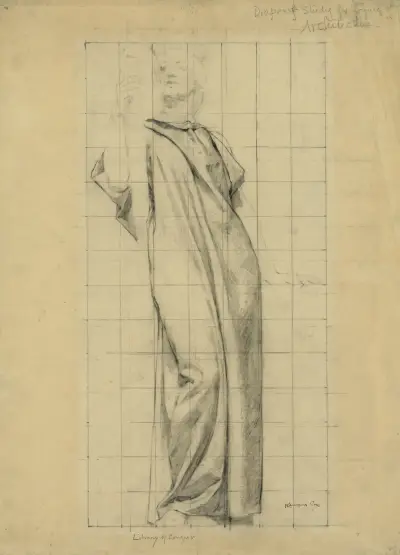 Clothed study for female figure of Architecture av Kenyon Cox