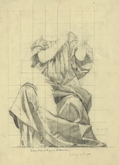 Drapery study for figure of Mathematics av Kenyon Cox
