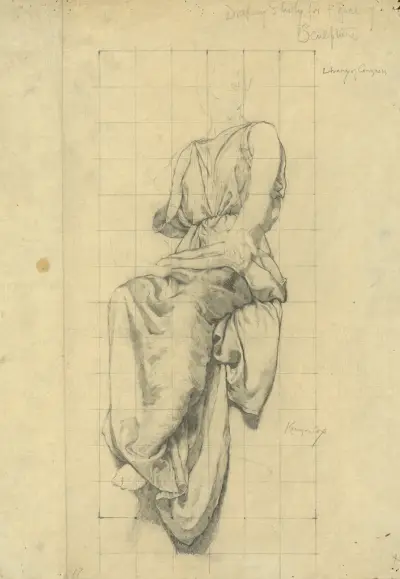 Drapery study for figure of Sculpture av Kenyon Cox