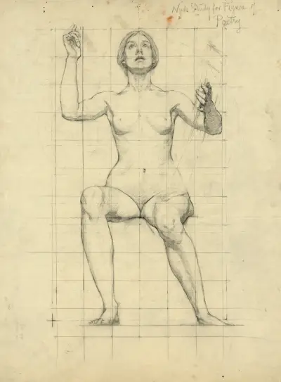 Nude study for figure of Poetry von Kenyon Cox