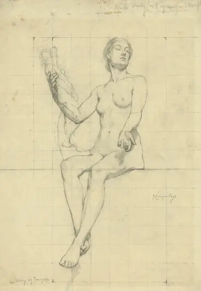 Nude study for figure of Sculpture von Kenyon Cox