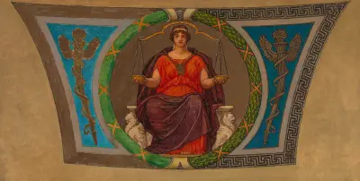Skiss för mosaik, Wisconsin State Capitol, 'Rättvisan' av Kenyon Cox