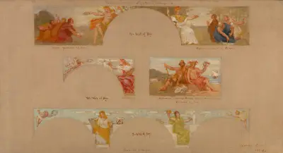 Sketches for a Decoration of a Private Library ‘B’ av Kenyon Cox