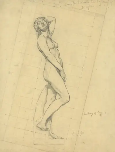 Study for statuette held by figure of Sculpture von Kenyon Cox