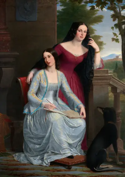 Two Women in an Italian Landscape av Miner Kilbourne Kellogg