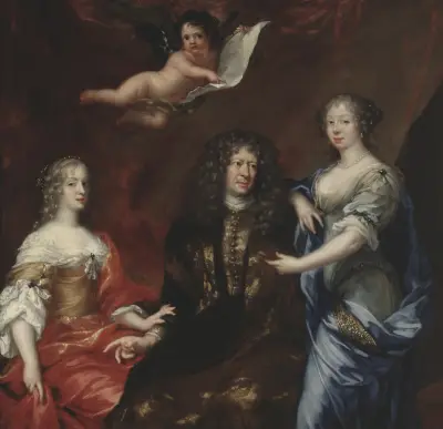 Bengt Horn af Åminne (1623–1678) med sina två fruar Margaretha Sparre och Ingeborg Banér av David Klöcker Ehrenstrahl