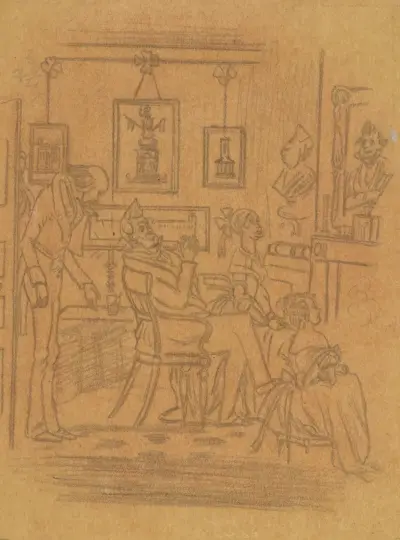Martin Chuzzlewit; Meekness of Mr. Pecksniff and his charming daughters av Hablot Knight Browne