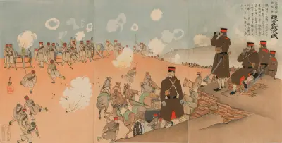 Colonel Kumamoto Masaji, Regimental Commander of the Imperial Guard Artillery av Kobayashi Kiyochika