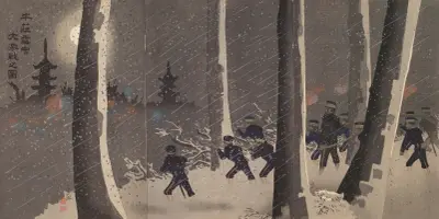 Great Fierce Battle in the Snow near Niuzhuang, 1895 – nr 2 av Kobayashi Kiyochika