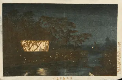 Koromifloden nedanför templet Tennōji av Kobayashi Kiyochika