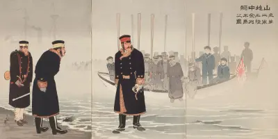 Lieutenant-General Yamaji; Leading the Japanese Second Army during Its Landing on the Jinzhou Peninsula av Kobayashi Kiyochika