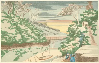 Snö vid Ochanomizu av Kobayashi Kiyochika