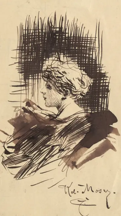 Porträtskizze av Koloman Moser