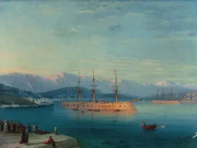 French Ships Departing the Black Sea av Ivan Konstantinovich Aivazovsky