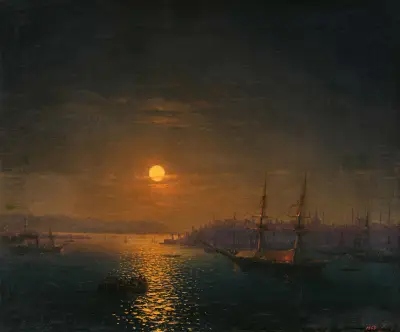 Istanbul; The Golden Horn in the moonlight av Ivan Konstantinovich Aivazovsky