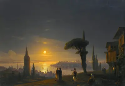 The Galata Tower By Moonlight av Ivan Konstantinovich Aivazovsky