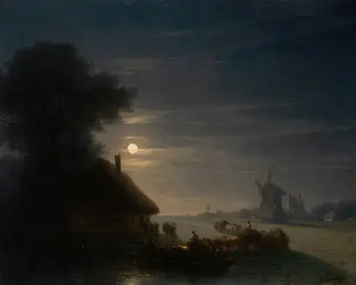 Ukrainian Landscape at Night av Ivan Konstantinovich Aivazovsky