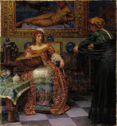 Leonora Kristina And Dina Vijnhofvers av Kristian Zahrtmann