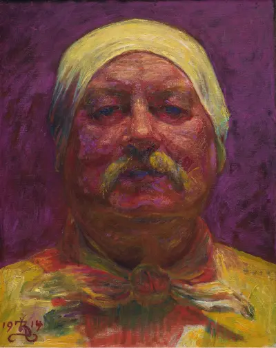 Self-portrait by Lamplight av Kristian Zahrtmann