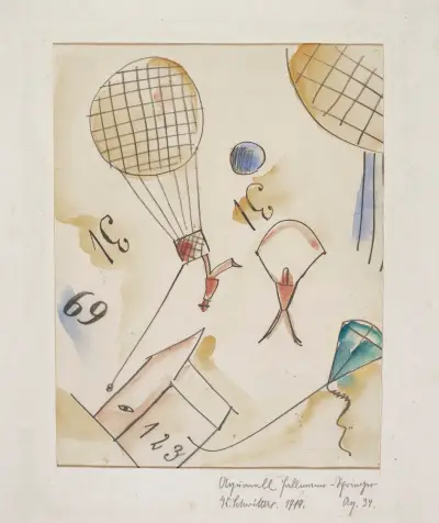 Aq. 34. Aquarell Fallmann-Springer av Kurt Schwitters
