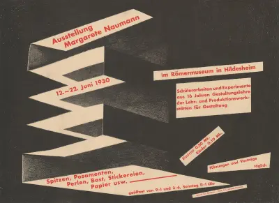 Ausstellung Margarete Naumann – Spitzen, Posamenten, Perlen, Bast, Stickereien, Papier usw. – Römermuseum Hildesheim av Kurt Schwitters