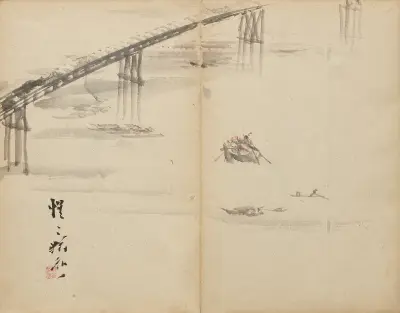 Boats on a River av Kawanabe Kyōsai