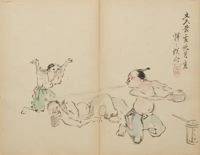 Cool Spray at Naptime av Kawanabe Kyōsai