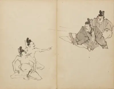 Courtiers av Kawanabe Kyōsai
