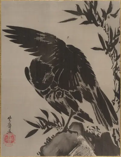 Crow on a Rock av Kawanabe Kyōsai