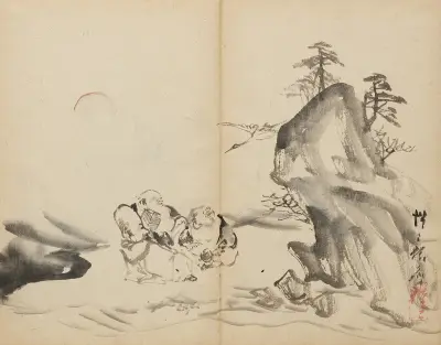 Gods of Fortune at Mt. Penglai av Kawanabe Kyōsai
